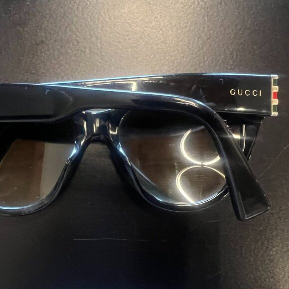 Gucci Cat Eye Sunglasses - Black Gold Grey - Picture 3 of 5
